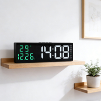 Horloge murale numérique LED électronique moderne avec rétroéclairage, affichage de la température, de la date et du jour, minuteur, pour bureau/table, décoration de salon et de maison