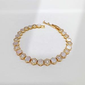 Pulsera de plata 925 con piedras naturales de lujo, joyería fina para mujer, chapada en oro, con circonitas de colores, hecha a mano. - Product Image 2