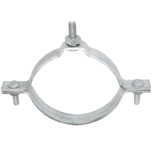 Banda de sujeción de poste desplazada individualmente Quan Pham de 3-1/2 a 4 pulgadas, de acero galvanizado en caliente según ASTM A-153, con dos tornillos de carro de 0.50 x 3.50 pulgadas - Product Image 1