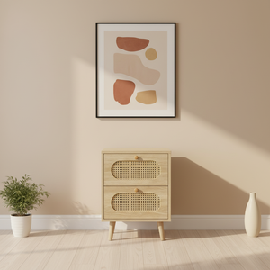 Table de chevet en rotin couleur chêne à <span class=keywords><strong>2</strong></span> tiroirs, table de chambre en bois, table d'appoint pour appartement, salon, décoration moderne pour la maison - Product Image 2