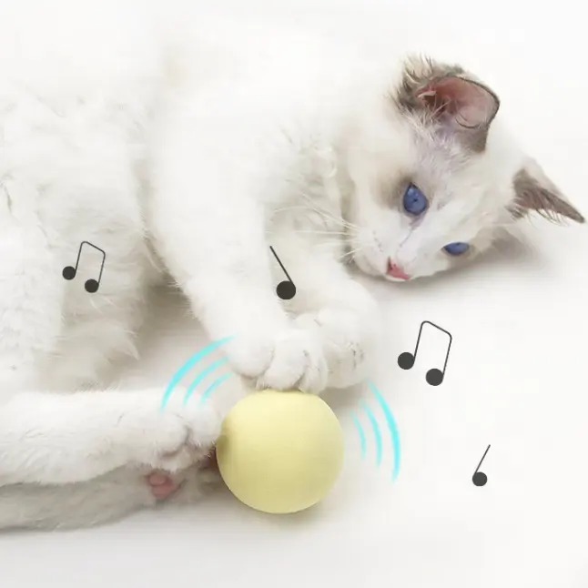 도매 다채로운 전자 자동 전동 고양이 장난감 봉제 중력 공 재미있는 터치 소리 대화 형 개 끽끽 공