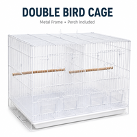 Cage à oiseaux double avec séparateur, en fil métallique robuste, cage d'élevage incluse, perchoirs en bois, boîte à fermeture à bouton pour perruches