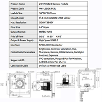 Módulo de Cámara USB de 20MP, Sensor AR2020 de 5120x3840, Micrófono Digital 92, UVC Plug&Play, Mini Cámara Industrial de Alta Resolución