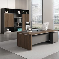Ensemble de bureau de direction avec chaise - Design minimaliste moderne en bois, tiroirs, armoires latérales verrouillables, bibliothèque pour usage commercial