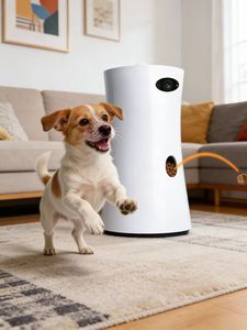 Distributeur intelligent d'aliments pour animaux de compagnie, directement de l'usine, pour chiens et chats, caméra HD rotative à 360°, communication vocale, application de contrôle à distance, en plastique, rechargeable, élégant - Product Image 1