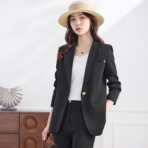 Apricot Women's Blazer Solid Color Slim Fit Wool Blend Professional Wear Commuting Style - Product Image 2