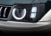 Vente en gros de phares avant LED noirs + feux de position adaptés aux Toyota Prado LC90/FJ95 de 1996 à 2002