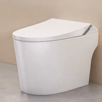 Toilette intelligente à double chasse d'eau, chasse automatique, siège chauffant, couvercle relevable, bidet, télécommande incluse, montage au sol, siphon en S