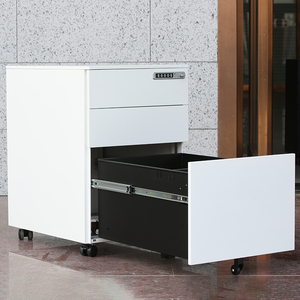 Vente flash : Armoire <span class=keywords><strong>à</strong></span> dossiers mobile moderne, autoportante, verrouillable, en acier inoxydable, avec 3 tiroirs, pour le rangement <span class=keywords><strong>à</strong></span> domicile ou au bureau - Product Image 4