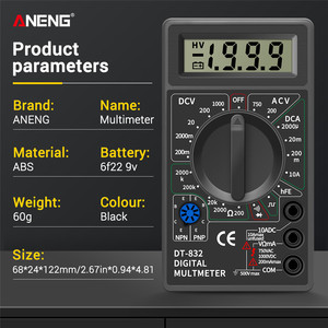 Multimètre numérique professionnel DT832, voltmètre LCD, ampèremètre, testeur d'ohms, compteur de tension AC - Product Image 2