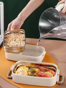 Microwavable Leak Proof Stainless Steel Bento Box Eco-Friendly Portable Lunch Box with Triple Tier for Kids Adults - Product Image 4
