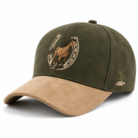 Casquette de baseball personnalisée 6 panneaux structurée à visière incurvée avec broderie fer à cheval style western, chapeau de cowboy, vente en gros, fabricant OEM ODM