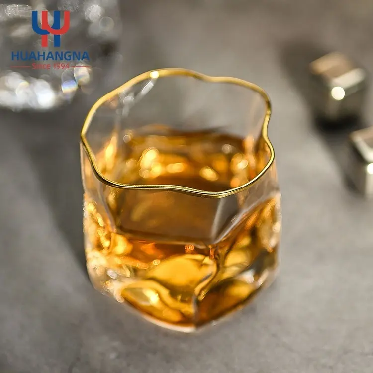 Hand Made Twisted Liquor Whiskey Tasting Tumbler Glass Barware 8.45oz Lead Free Irregular Cocktail Whiskey Glass Cup for Party