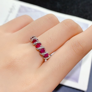 Cincin Pertunangan Perak Sterling 925 Klasik dengan Batu Tanzanite dan Cincin <span class=keywords><strong>Ruby</strong></span> Alami dengan Setting Cakar dalam Perak - Product Image 1