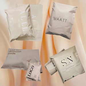 Custom Matte Apricot Poly <b>Waterproof</b> Self Adhesive Nude Recyclable Mailer Bags for Shoes Clothing <b>Socks</b> & Fur with Custom Logo - Product Image 2