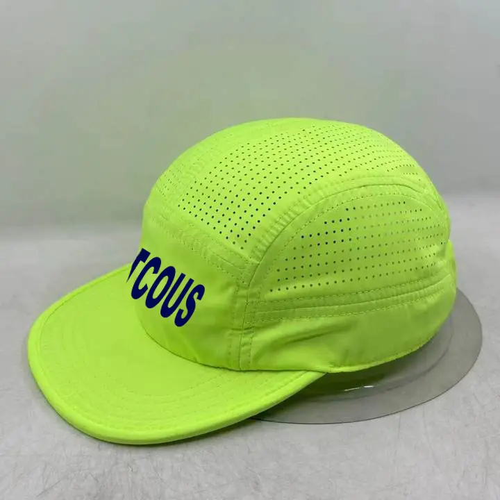 Camping Cycling Cap Custom Perforated Cap Fluorescent Green Running Hat