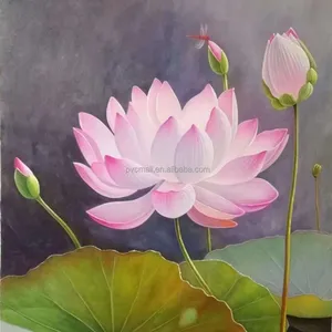 PL handpainted wall art water lily lotus flower painting oil painting artist supplier large abstract oil paintings on canvas