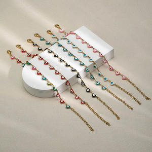 Accessoire de mode unisexe en acier inoxydable Bracelet à breloques porte-bonheur bleu huile yeux diables colorés - Product Image 1