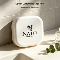 PAS DE PLASTIQUE fibre de bambou naturelle forme carrée barre de cuisine porte-savon étui avec couvercle salle de bain égouttoir pour voyage