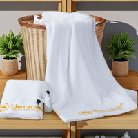 Serviettes rectangulaires brodées 100 % coton biologique 16S avec bordure en satin spirale, serviette de bain blanche pour la maison, le spa, les salons de beauté, vente en gros