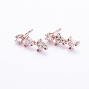 Geometric <b>Stud</b> Earrings Gold <b>Silver</b> Rose Gold Claw Setting Zircon Everyday Wear - Product Image 4