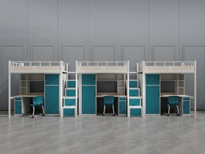 Soluzione <span class=keywords><strong>Salvaspazio</strong></span> Integrata Set Letto Triplo Completamente Personalizzabile con Scrivania e Sedia Incorporate per 3 Persone - Product Image 2