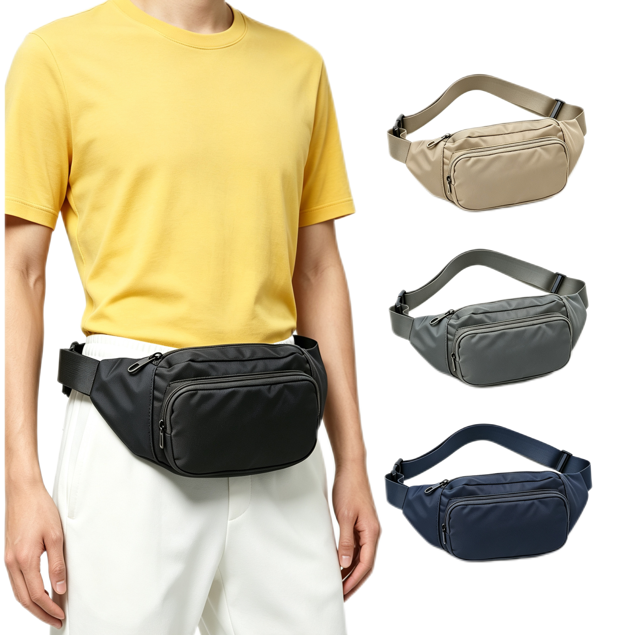 Fanny Pack Multi Zipper Pocket Adjustable Waist