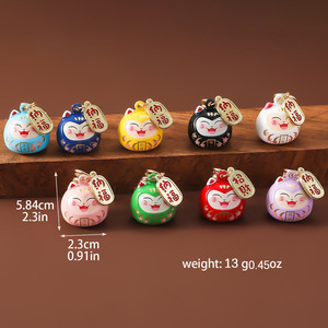 Good Luck Bell Charm Keychain <strong>Wealth</strong> Fortune Cute Feng Shui Japanese Beckoning Cat <strong>Key</strong> Chain Maneki Neko Cat Pendant Keyring