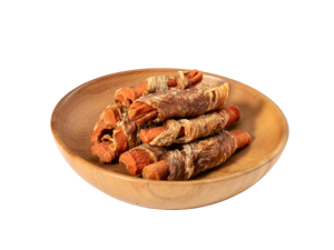 ขนมสุนัขโปรตีนสูงธรรมชาติห่อด้วยฟักทองกระตุกไก่สำหรับย่อยอาหารขนมเนื้ออบแห้งในถุง - Product Image 2