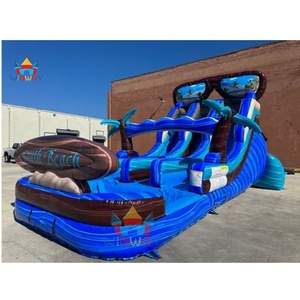 Jeux d'extérieur commerciaux, toboggan aquatique gonflable avec jeux <span class=keywords><strong>de</strong></span> piscine, toboggan double humide et sec, lunettes <span class=keywords><strong>de</strong></span> soleil bleues marbrées pour les <span class=keywords><strong>vacances</strong></span>, en vente - Product Image 2