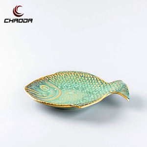 CHAODA Assiettes de présentation en céramique Plats et bols en porcelaine de forme ronde verte pour la soupe pour les mariages et le type <span class=keywords><strong>d</strong></span>'assiette de tasse de nourriture - Product Image 4