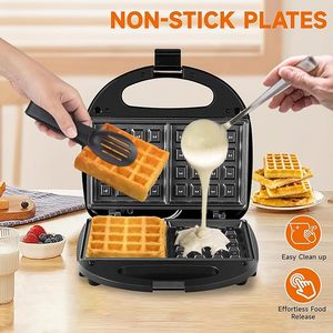 Sandwich Maker, <strong>Toaster</strong> and Electric <strong>Panini</strong> Press with Non-stick Plates, LED Indicator Lights, Cool Touch Handle, Black - Product Image 4