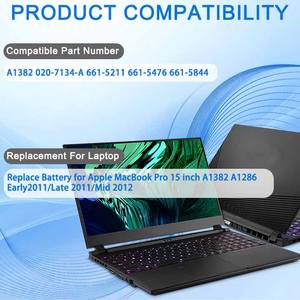 Baterai Laptop A1382 A1286 untuk 15 inci MacBook Pro 8,<span class=keywords><strong>2</strong></span> 9,1 MacBook Pro baterai A1286 (pertengahan 2012 awal 2011 akhir 2011) - Product Image 4