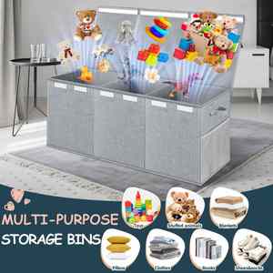 Boîtes de rangement pliables en tissu pour enfants, cubes organisateurs, boîtes de rangement pour jouets pliables de grande taille avec couvercle - Product Image 5