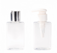 Botella de muestra de viaje de 100ml al por mayor compatible con botella de plástico cuadrada con tapa milenaria galvanizada