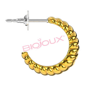 Aretes TWIST AGAIN Biojoux de 16 mm y 24G, Geométricos, con Cristales de Imitación, Hipoalergénicos, Finos, Tipo Aro, Modernos, Chapados en Oro de 18K para Mujer - Product Image 1