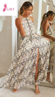 Vestido Maxi Sexy de Gasa con Estampado de Serpiente, Estilo Bohemio, para Playa, Verano 2022, Top Ventas, para Mujer