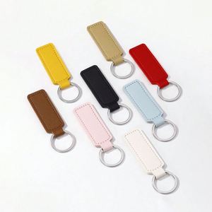 Rectangular Keychain with <b>Key</b> <b>Rings</b> PU Leather Blank Keychain for DIY Anti-Lost <b>Key</b> Fob Holder - Product Image 2
