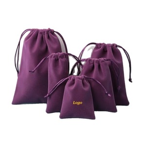 Bolsa de Almacenamiento de Joyería de Terciopelo con Cordón, Personalizada con Logotipo, de Alta Calidad, Gruesa, en Colores Morado, Blanco, Negro y Rosa, Bolsa Pequeña de Terciopelo para Joyería - Product Image 1
