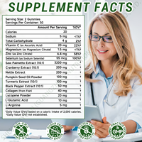 Suppléments de Saw Palmetto Gummies sans sucre de marque privée OEM pour l'équilibre hormonal de la croissance des cheveux en santé de la prostate chez l'adulte