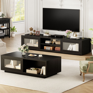 Nuovo Arrivo: Tavolino da Caffè in Legno con Ampio Spazio di Archiviazione e Porta Scorrevole - Product Image 2