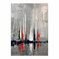 Peinture à l'huile abstraite peinte à la main, 30x45cm, toile de coton et de lin, sans cadre, rouge, blanc, bleu marine, gris, décoration murale pour la maison