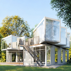 Two Storey Fast Install Modular Steel Structure Luxury Villa Living Cabin Tiny Home Portable Ready to Ship <b>Prefab</b> <b>House</b> - Product Image 1