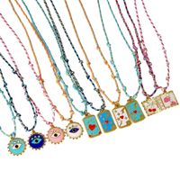 2025 nouveau Style fait à la main coloré tressé en acier inoxydable haut de gamme pierre naturelle pendentif collier