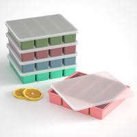 2025 grand plateau à glaçons en silicone écologique fabricant de moules à glace carrés durables avec boîte emballée de machine à glaçons avec logo personnalisé
