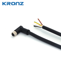 Connecteur d'alimentation femelle KRONZ M12 à 90 degrés, codage K, 5 broches, câble PVC noir, connecteur circulaire IP67, longueur de câble personnalisée, prise