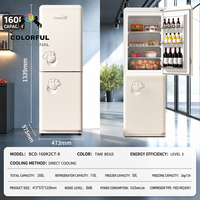 Petit réfrigérateur électrique 185L, économie d'énergie, faible bruit, compact, avec congélateur, pour usage domestique et hôtelier