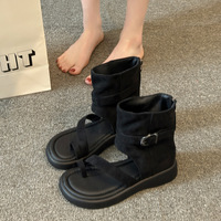 Sandales romaines rétro à semelle épaisse pour femme, nouvelle collection été 2026, décontractées, style Mori Girl, bottines à lanières amincissantes, en caoutchouc