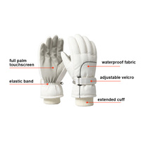 Gants de ski d'hiver en polyester à doigts entiers, avec manchette élastique étendue, imperméables, compatibles écran tactile, antidérapants, pour snowboard et activités de plein air