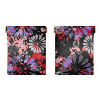 Dompet Koin Kulit PU Gaya Hawaii Khusus Wanita dengan Penutup Kancing, Mudah Menyimpan Kartu dan Uang Receh untuk Perjalanan
